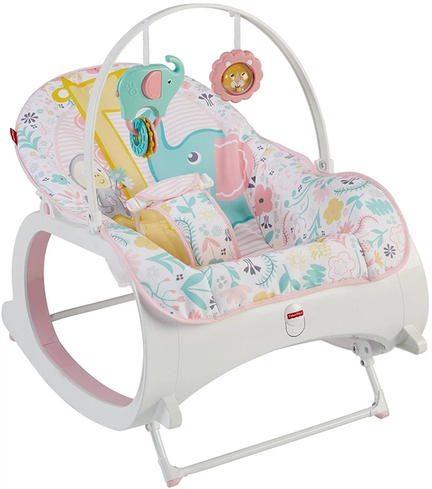 Дитяче крісло-гойдалка Fisher Price / Дитячий шезлонг з музичною підвіскою та регульованою спинкою