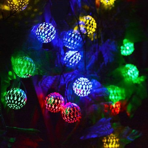Гирлянда светодиодная Шарик металлический золотой, 20 LED, Мультицвет