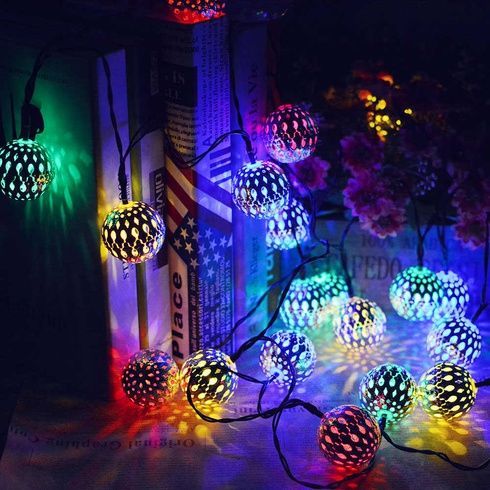 Гирлянда светодиодная Шарик металлический золотой, 20 LED, Мультицвет