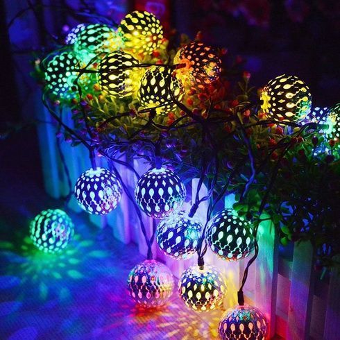 Гирлянда светодиодная Шарик металлический золотой, 20 LED, Мультицвет