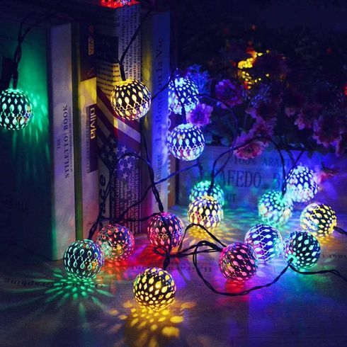 Гирлянда светодиодная Шарик металлический золотой, 20 LED, Мультицвет