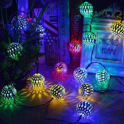 Гирлянда светодиодная Шарик металлический золотой, 20 LED, Мультицвет