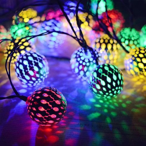 Гирлянда светодиодная Шарик металлический золотой, 20 LED, Мультицвет