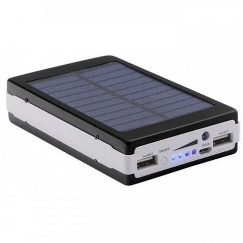 Портативна зарядка Power Bank Metal Led Solar 20000 mah Сонячна панель + Ліхтар