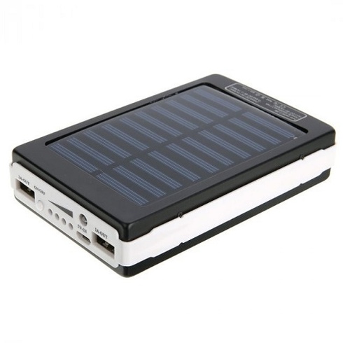 Портативна зарядка Power Bank Metal Led Solar 20000 mah Сонячна панель + Ліхтар