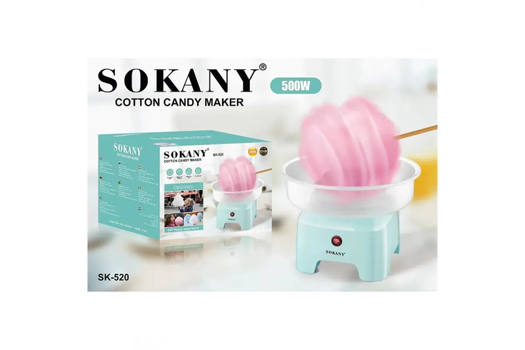 Апарат для виробництва цукрової вати Sokany 500W SK-520 зелений