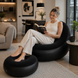 Надувной диван с пуфом Air Sofa / Надувное велюровое кресло с пуфиком+насос Черный