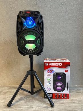 Аккумуляторная беспроводная Bluetooth колонка Kimiso QS-3603 (6.5") с микрофоном и подсветкой, Черный