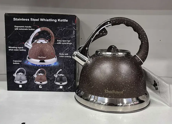 Чайник коричневый с гранитным покрытием со свистком Haus Roland HR 704-5 3,5 л из нержавеющей стали