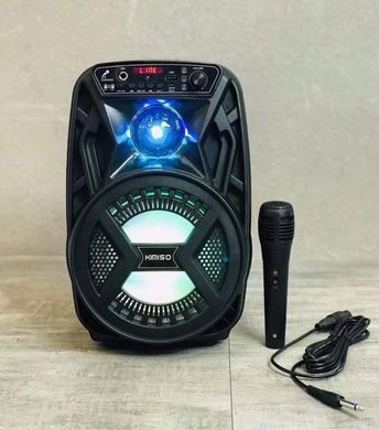 Акумуляторна бездротова Bluetooth колонка Kimiso QS-3603 (6.5") з мікрофоном та підсвічуванням, Черный