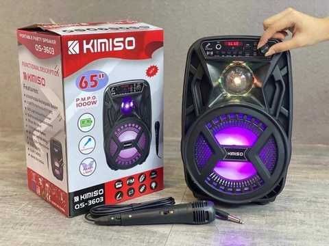 Акумуляторна бездротова Bluetooth колонка Kimiso QS-3603 (6.5") з мікрофоном та підсвічуванням, Черный
