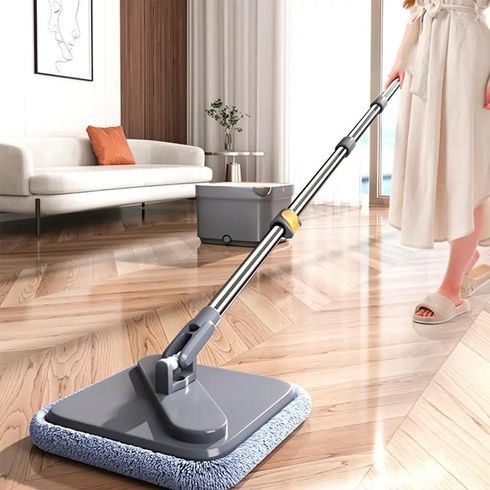 Комплект швабра с ведром для мытья полов Mop with bucket , с отжимом / Складная швабра