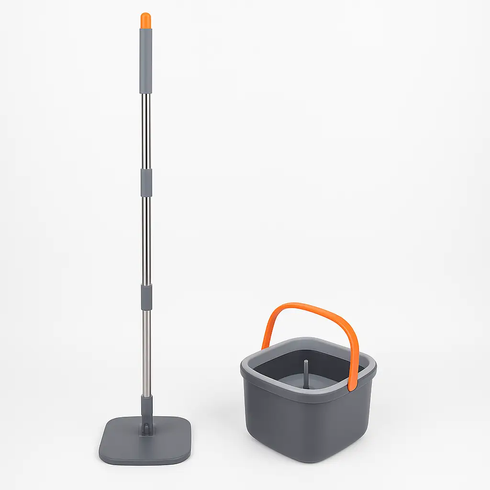 Комплект швабра с ведром для мытья полов Mop with bucket , с отжимом / Складная швабра