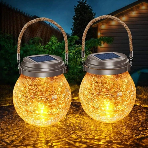 Декоративный хрустальный стеклянный LED шар для террасы / Садовый фонарь на солнечной батарее garden light jar