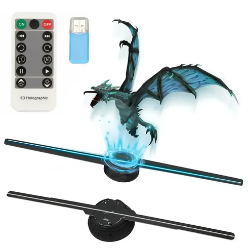 Голограмний 3D-проектор з WiFi та Bluetooth+пульт, 42см / Голографічний вентилятор