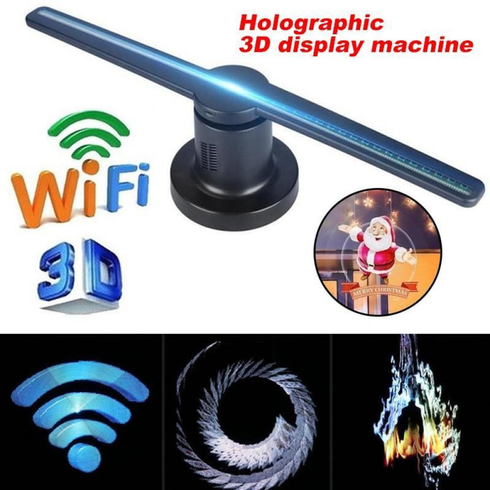 Голограмний 3D-проектор з WiFi та Bluetooth+пульт, 42см / Голографічний вентилятор