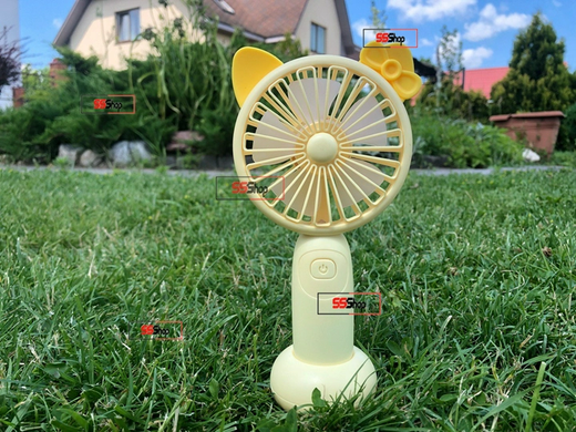 Портативний акумуляторний міні вентилятор з вушками та RGB підсвічуванням Mini Fan (SQ-2165) Жовтий, Жовтий