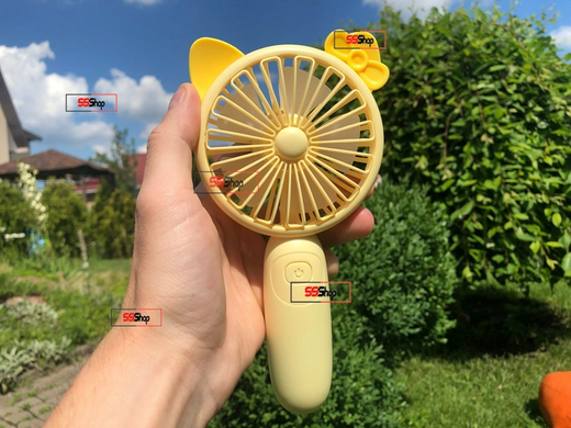 Портативный аккумуляторный мини вентилятор с ушками и RGB подсветкой Mini Fan (SQ-2165) Желтый, Жёлтый