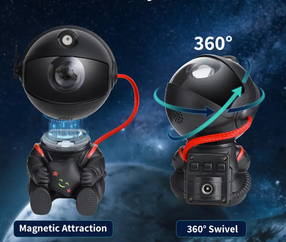 Проектор зоряного неба, лазерний нічник на пульту BLACK Astro Star Mini - Космонавт (Світильник LED нічник)