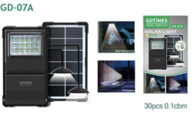Портативная станция для зарядки GD 07A с солнечной панелью , Черный
