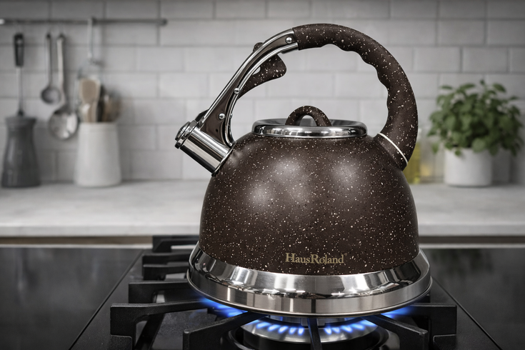 Чайник с гранитным покрытием со свистком Haus Roland HR 704-5 3,5 л из нержавеющей стали Коричневый