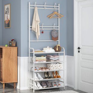 Універсальна вішалка для одягу New simple floor clothes rack 5 полиць біла