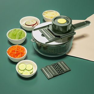 Ручная овощерезка 10в1 слайсер с корзиной, Vegetable Cutter / Мультислайсер с насадками / Терка для овощей