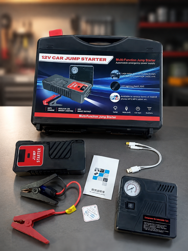 Автомобільний пусковий пристрій для акумулятора JUMP STARTER 69800mah + Компрессор / Пусковий пристрій для авто / Бустер