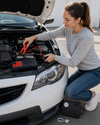 Автомобільний пусковий пристрій для акумулятора JUMP STARTER 69800mah + Компрессор / Пусковий пристрій для авто / Бустер