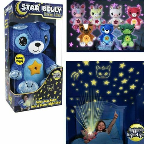 Мягкая игрушка ночник-проектор звездного неба Star Bellу Dream Lites Puppy Розовый Медведь