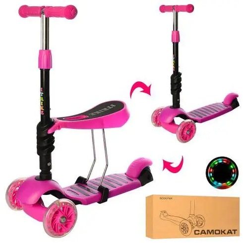 Дитячий самокат Best Scooter 3в1 рожевий