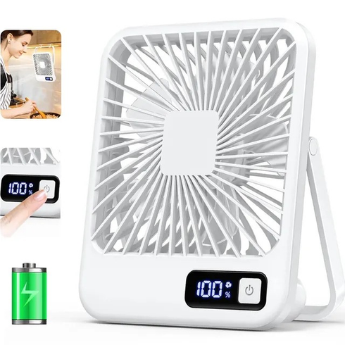 Портативний вентилятор з регулюванням на 180&deg; та дисплеєм USB White