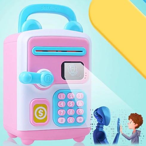 Електронна скарбничка-сейф із кодовим замком Face Recognition Money BOX, Рожевий