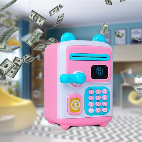 Электронная копилка-сейф с кодовым замком Face Recognition Money BOX Розовая