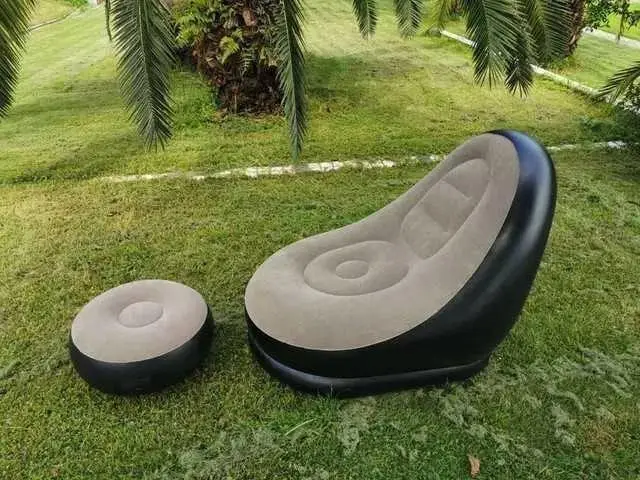 Надувной диван с пуфом Air Sofa / Надувное велюровое кресло с пуфиком