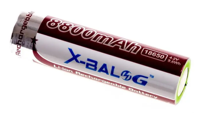 Аккумулятор 18650 X-Balog 8800mAh 4.2V Li-ion литиевая аккумуляторная батарейка, Красный