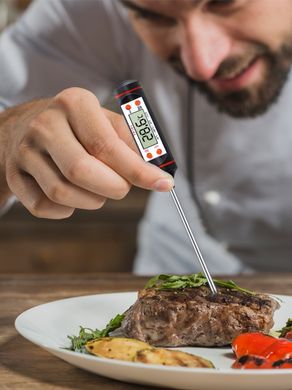 Термометр кухонный пищевой UFR цифровой электронный со щупом для мяса TP-101 черный original, Черный