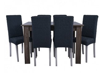 Комплект чехлов на стулья без оборки 6 штук (темно-серый)