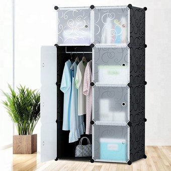 Пластикова шафа Storage Cube Cabinet MP-39-61, 7 секцій, Черный