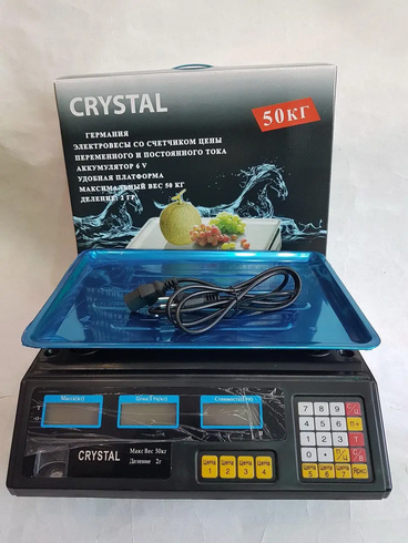 Ваги Crystal 50 kg електронні настільні ваги з калькулятором торговi, Черный