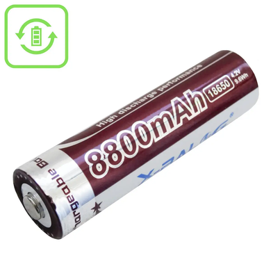 Аккумулятор Li-ion  18650 X-Balog 8800mAh 4.2V литиевая аккумуляторная батарейка, Красный