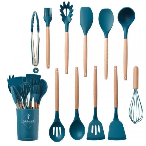 Набор кухонных принадлежностей силиконовый Kitchen Set RB-2239 синий(12 предметов)