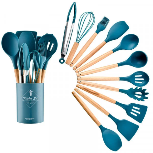 Набор кухонных принадлежностей силиконовый Kitchen Set RB-2239 синий(12 предметов)
