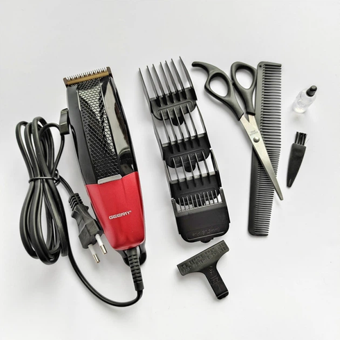 Машинка для стрижки Geemy GM 807 + 4 насадки / Профессиональная машинка для стрижки волос сетевая