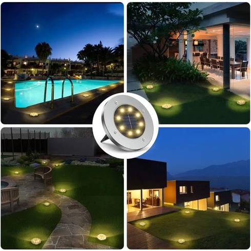 Садовый уличный светодиодный фонарь-подсветка на солнечной батарее Solar Pathway Lights 4шт 12см