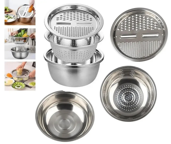 Багатофункціональний кухонний набір з нержавіючої сталі 3 в 1 Metal Basket Cutter