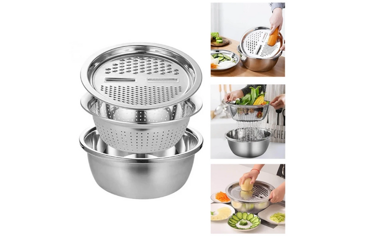 Багатофункціональний кухонний набір з нержавіючої сталі 3 в 1 Metal Basket Cutter