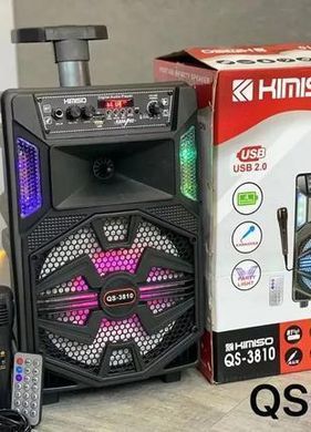 Портативна колонка з мікрофоном Kimiso QS-3810 Bluetooth для караоке пультом, Черный