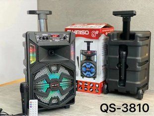 Портативна колонка з мікрофоном Kimiso QS-3810 Bluetooth для караоке пультом, Черный