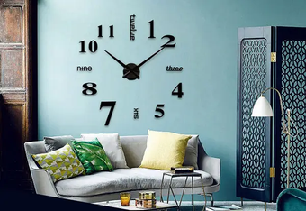 Часы большие настенные 3D наклейки "DIY CLOCK" 120см Black (ZH015-B) , Черный
